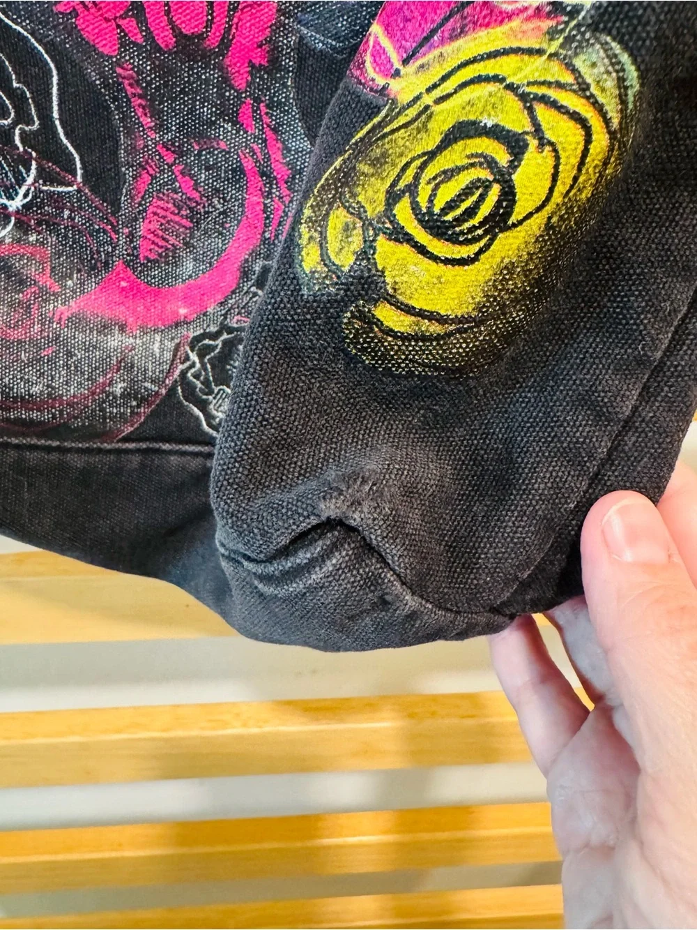 Disney Sailor Minnie Mouse Black Tote with Neon Floral Accents